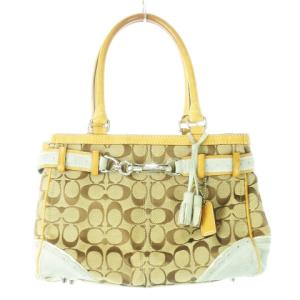 ハンドバッグ キャンバス レザー 革 スエード シグネチャー 茶 ブラウン 1447 /CK15 GY18