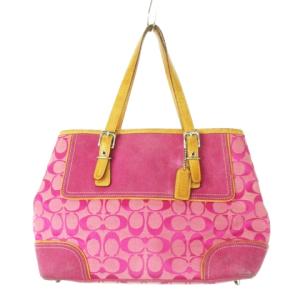 ハンドバッグ キャンバス レザー 革 スエード シグネチャー ロゴ ピンク 6892 /CK5 GY18