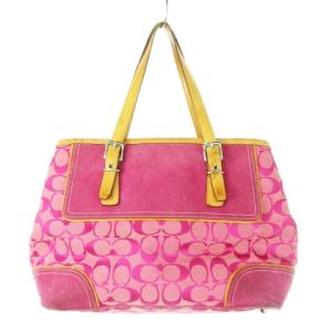 COACH ハンドバッグ キャンバス レザー 革 スエード シグネチャー ロゴ ピンク 6892 /CK5 GY18