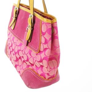 COACH ハンドバッグ キャンバス レザー 革 スエード シグネチャー ロゴ ピンク 6892 /CK5 GY18