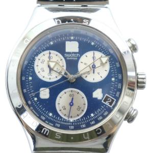 アイロニー IRONY 腕時計 ウォッチ クォーツ クロノグラフ カレンダー付き 青文字盤 ロゴ シルバー色