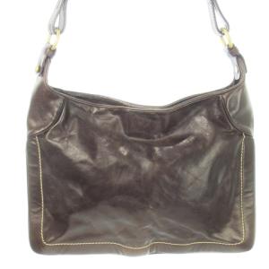 ショルダーバッグ レザー 革 ステッチ 焦げ茶 ダークブラウン /CK3 GY18