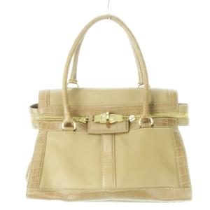 マルゴー トートバッグ ハンドバッグ レザー 革 クロコ型押し ゴールド金具 ターンロック ベージュ /CK10