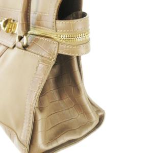 Max Mara マルゴー トートバッグ ハンドバッグ レザー 革 クロコ型押し ゴールド金具 ターンロック ベージュ /CK10