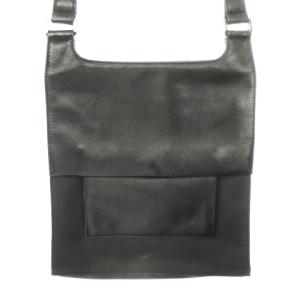 ショルダーバッグ レザー ナイロン フラップ スクエアバックル 黒 ブラック /AH2 GY11