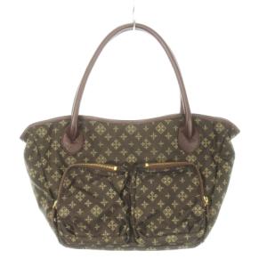 ハンドバッグ トートバッグ ナイロン ジャガードモノグラム レザー ポケット 茶 ブラウン /AH20