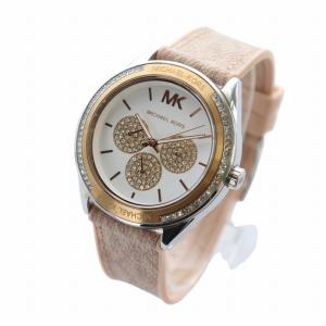 MICHAEL KORS 腕時計 ウォッチ クォーツ 白文字盤 ロゴ クロノグラフ ラインストーン シルバー色 ピンク MK-7206