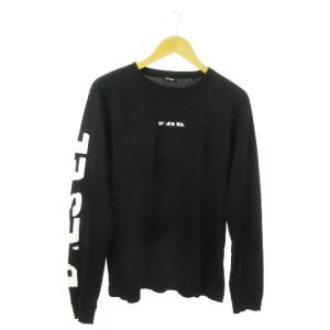 長袖Tシャツ ロンT クルーネック コットン ロゴ L 黒 ブラック /AO18 GY18