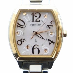 ルキア LUKIA 腕時計 ウォッチ ソーラー ピンク文字盤 スクエア ロゴ シルバー色 ゴールド色 3B51-0AE0