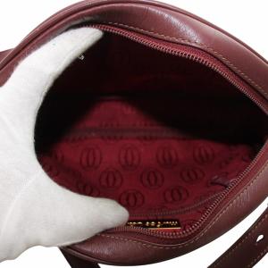 Cartier マストライン ショルダーバッグ レザー 内側総柄 ロゴ ボルドー /XZ OH GY18