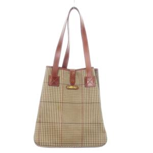 トートバッグ レザー PVC ロゴ 千鳥格子 チェック 茶 ブラウン /MN19 GY18