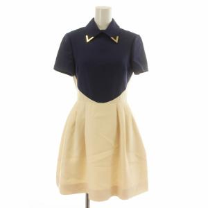 ワンピース 36 ネイビー アイボリー