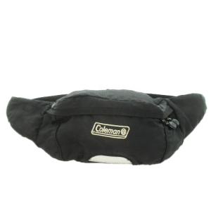 ボディバッグ ウエストバッグ ナイロン ボトルホルダー付き ロゴ刺繍 アウトドア 黒 ブラック /MN13