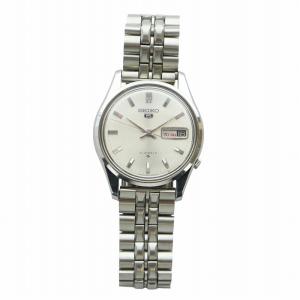 SEIKO ファイブ 5 腕時計 ウォッチ 自動巻き シルバー文字盤  21石 カレンダー付き ロゴ シルバー色 6119-7010