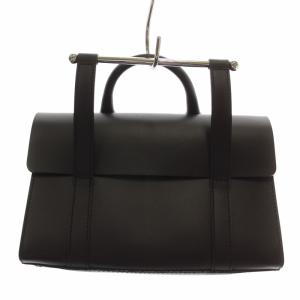 ハンドバッグ レザー ロゴ シルバー金具 黒 ブラック /XZ GY18