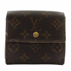 財布 二つ折り PVC レザー モノグラム 総柄 Wホック 茶色 ブラウン /XZ OH GY11