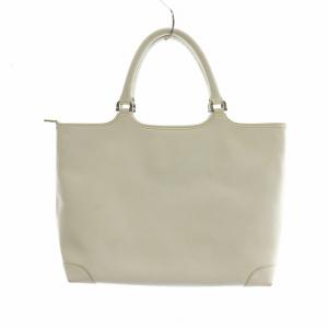 Kitamura ハンドバッグ レザー ロゴ メタルパーツ イエローステッチ 白 ホワイト  /MP GY11