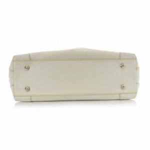 Kitamura ハンドバッグ レザー ロゴ メタルパーツ イエローステッチ 白 ホワイト  /MP GY11