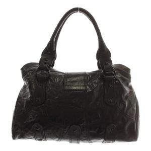 VALENTINO GARAVANI ハンドバッグ レザー マグネット ラインストーン ロゴ 茶色 ブラウン /XZ GY18