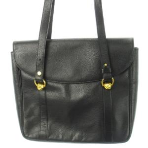 ハンドバッグ ワンショルダーバッグ レザー 革 シボ革 ロゴ ゴールド金具 黒 ブラック /CK18 GY11