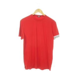 ロゴ入りバンド付きコットンTシャツ ラウンドネック 半袖 ストレッチ XL 赤 レッド D9M3S3450