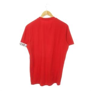 DSQUARED2 ロゴ入りバンド付きコットンTシャツ ラウンドネック 半袖 ストレッチ XL 赤 レッド D9M3S3450
