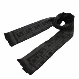 ストール マフラー ウール シルク混 ズッカ柄 ブラック グレー