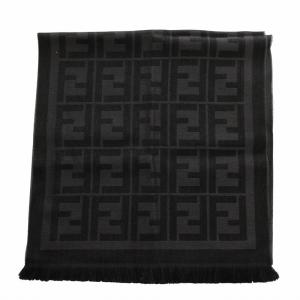 FENDI ストール マフラー ウール シルク混 ズッカ柄 ブラック グレー