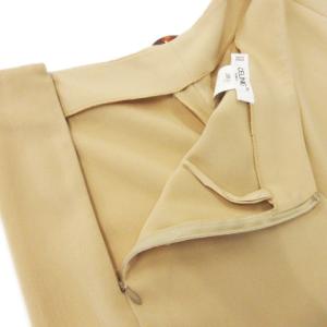 CELINE パンツ ワイドストレート ハイウエスト 切替 ベルトデザイン ロゴ刻印 38 M ベージュ /MN21