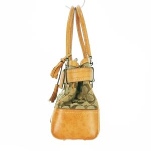 COACH ハンドバッグ キャンバス レザー シグネチャー ロゴ チャーム タッセル 茶 ブラウン 10245 /MN8