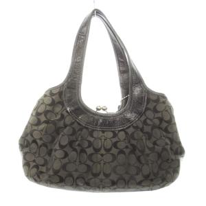 プリーテッドサッチェル ハンドバッグ トートバッグ キャンバス レザー シグネチャー ロゴ チャーム 黒