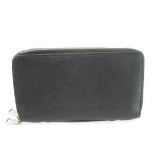 長財布 ラウンドファスナー レザー 刻印ロゴ 無地 青 スポーツ