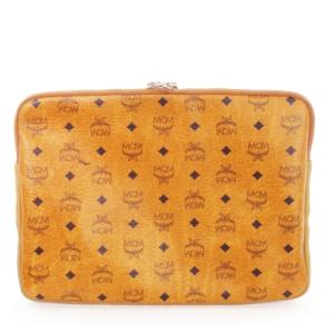 MCM ブリーフケース クラッチバッグ セカンドバッグ レザー ロゴ 総柄 茶 キャメル /AH19 GY18