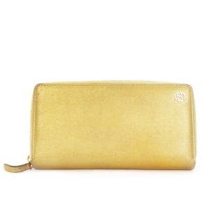 長財布 ロングウォレット 小銭入れあり レザー ロゴ ラウンドファスナー ベージュ 309705 534563