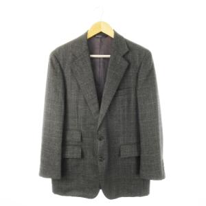 ヴィンテージ テーラード ジャケット シングル 総裏地 ウール ツイード チェック 96AB グレー /CK4