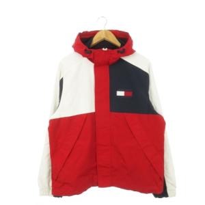 ヨットジャケット ジップアップ フーディー 切替 ロゴ メッシュ裏地 スポーツ S/P 赤 レッド /AH9