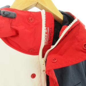 TOMMY HILFIGER ヨットジャケット ジップアップ フーディー 切替 ロゴ メッシュ裏地 スポーツ S/P 赤 レッド /AH9