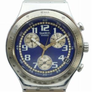 アイロニー IRONY 腕時計 ウォッチ クォーツ クロノグラフ カレンダー付き 青文字盤 ロゴ シルバー色