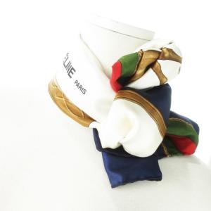 CELINE スカーフ スクエア ロゴ ベルト柄 ポロ柄 馬 総柄 紺 ネイビー /CK15 GY18