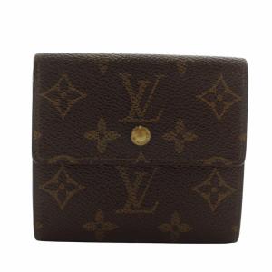 モノグラム ポルトモネ ビエ カルトクレディ 財布 二つ折り PVC レザー Wホック 総柄 茶色 ブラウン