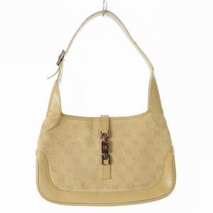 ハンドバッグ ワンショルダーバッグ ジャッキー キャンバス レザー 革 GG柄 ロゴ ロック金具 ベージュ