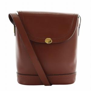 ショルダーバッグ レザー マグネット ロゴ ゴールド金具 茶色 ブラウン /XZ GY18