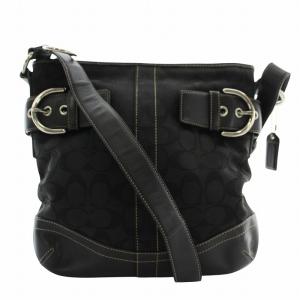 ショルダーバッグ キャンバス レザー シグネチャー 総柄 黒 ブラック 3574 /XZ GY18