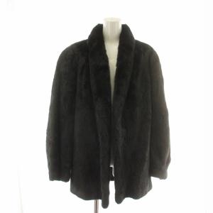 銀サガ ファーコート ハーフ ミドル ミンク 毛皮 総裏地 15号 黒 ブラック  /MP GY18