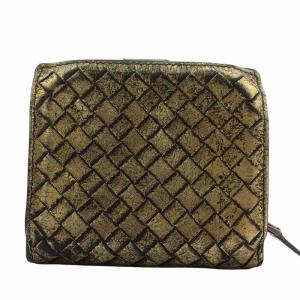 BOTTEGA VENETA 財布 二つ折り レザー イントレチャート ゴールド色 /XZ GY18