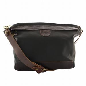 ショルダーバッグ ナイロン レザー ロゴ 型押し 茶色 ブラウン /XZ GY18