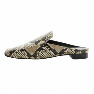 TOMORROWLAND ミュール サンダル スクエアトゥ やぎ革 レザー パイソン柄 37 24cm 茶色 ブラウン /XZ GY18