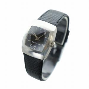 BALLY 腕時計 ウォッチ クォーツ スクエア 黒文字盤 レザーベルト シルバー色 F160-179 GY18 /MQ
