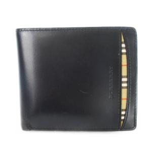 二つ折り財布 レザー ノバチェック ブラック
