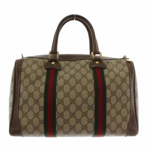 オールドグッチ ボストンバッグ シェリーライン ベージュ ブラウン